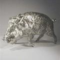 A LARGE SILVER WILD BOAR