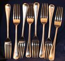 A set of eight modern Scottish Old English pattern sterling silver dessert forks