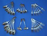 32 piece Georgian silver service of fiddle pattern flatware