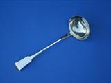 A George III sterling silver fiddle pattern soup ladle