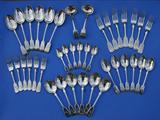 38 piece service of Victorian fiddle pattern silver flatware