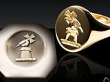 Seal engraved English Oxford Oval signet ring.