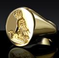 Seal engraved English Oxford Oval signet ring.