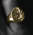 Seal engraved English Oxford Oval signet ring.
