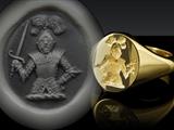 Seal engraved English Oxford Oval signet ring.