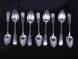 Nine Georgian Scottish dessert spoons