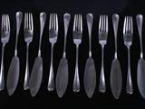Set of six silver fish knives and forks