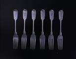 Six William IV silver dessert forks