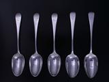Five Georgian silver table spoons