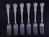 Six Victorian silver table forks