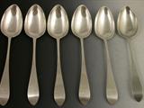 Set 6 Scottish Provincial DESSERT SPOONS, William Hannay, Paisley, 1791.