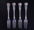 Four William IV silver table forks