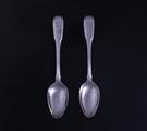 Two George III silver dessert spoons
