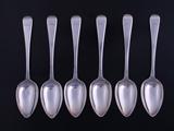 Six George III silver dessert spoons