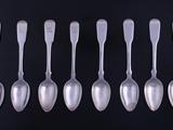 Set of eight George III sterling silver fiddle pattern teaspoons
