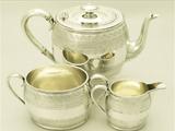 A Fine Antique Victorian English Sterling Silver Three Piece Tea Service