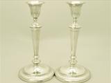 A Fine Pair of Vintage English Sterling Silver Adams Style Candlesticks