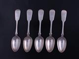 Five Victorian silver dessert spoons
