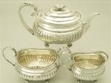 A Fine Antique George III English Sterling Silver Three-Piece Tea Service
