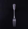 A modern fiddle and thread pattern sterling silver dessert fork