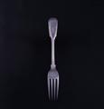 A modern fiddle and thread pattern sterling silver dessert fork