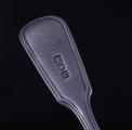 A modern fiddle and thread pattern sterling silver dessert fork