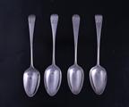 Four antique George III Old English silver table spoons