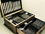 A Fine, Impressive and Comprehensive Antique Victorian English Sterling Silver Double Struck Bead Pattern Flatware Service For Twelve Persons