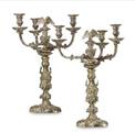 Important Pair Of Antique Silver Gilt Candelabra