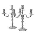 Pair Of Cast, Irish, Sterling Silver 3 Light Candelabra
