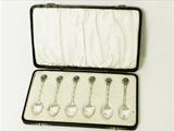 A Set of Six Antique George V English Sterling Silver and Enamel Coffee Spoons