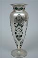 Silver Overlay Green Vase Art Nouveau