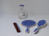 Purple Enamel And Sterling Dresser Set
