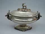 Coin Silver Tureen With Elk Figures