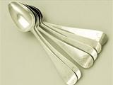 A Set of Six Antique George IV English Sterling Silver Old English Pattern Teaspoons