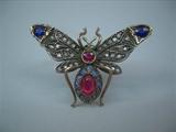 Antique Silver And 15k Gold Insect Brooch
