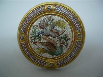 Antique 18k Gold Micro Mosaic Brooch