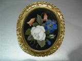 Antique 18k Gold Pietra Dura Brooch