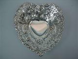 Antique Sterling Silver Heart Nut Dish