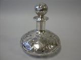 Large Art Nouveau Silver Overlay Perfume Bottle