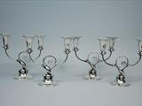 Antique Sterling 2 Light Candelabra Set Of Four