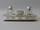 American Sterling Double Inkwell & Stamp Box on Stand