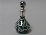 American Green Glass Silver Overlay Perfume Bottle