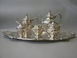 Gorham Sterling Tea Set With Plated Tray