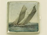 A Fine Antique Austrian Sterling Silver and Enamel Cigarette Case With Nautical Interest