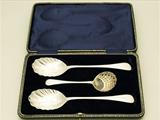 A Fine Antique George V English Sterling Silver Three Piece Fruit Serving Set