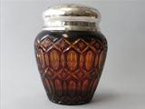 Tobacco Jar 2 Color Cut Glass 800 European Silver