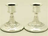 A Pair of Antique Edwardian English Sterling Silver Piano Candlesticks