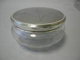 Etched Crystal And Sterling Silver Vanity Jar