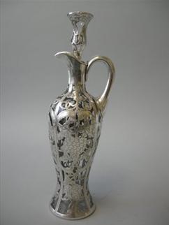 Antique Silver Overlay Wine Decanter American